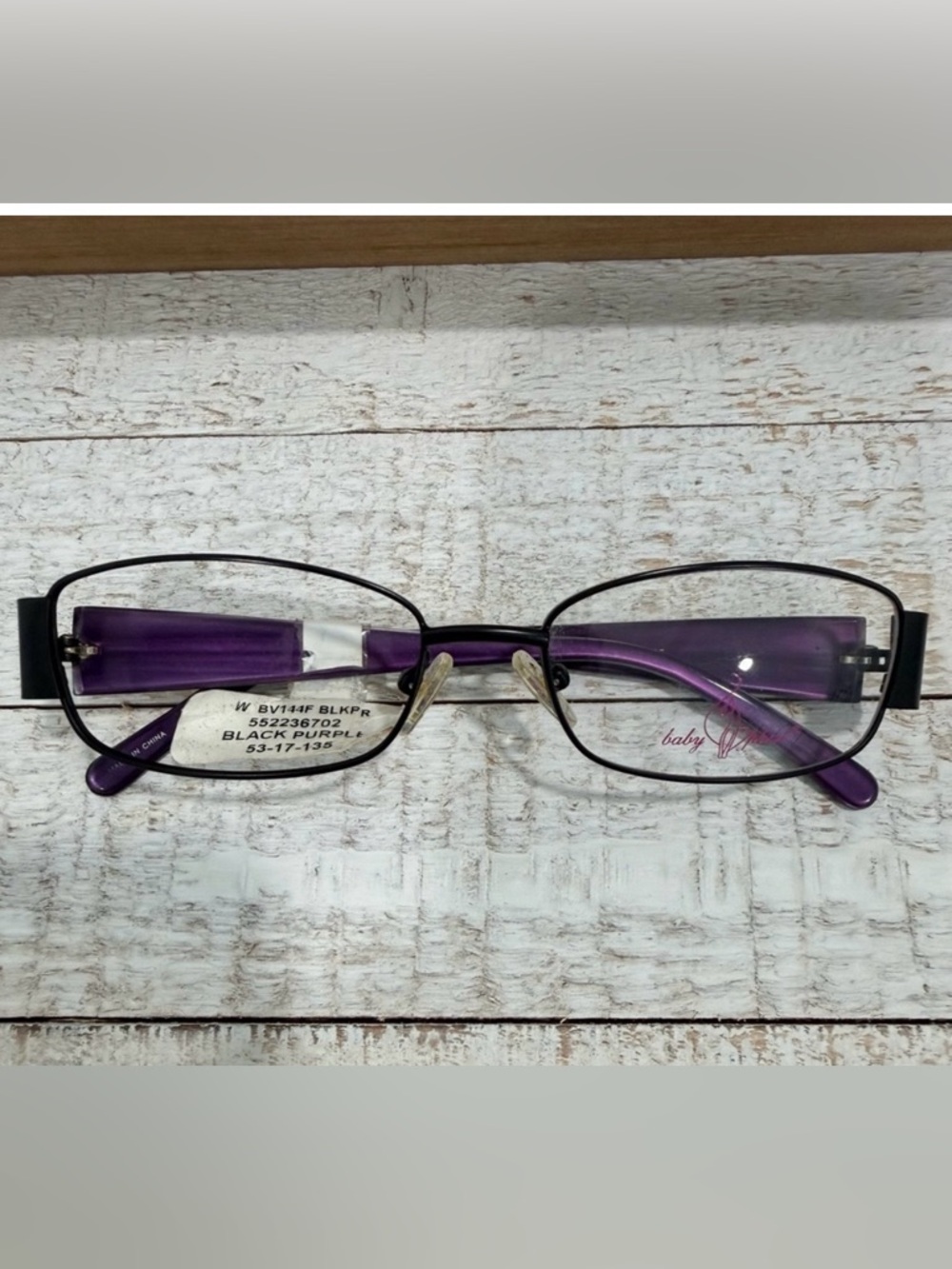 Baby Phat BV144 Black Purple Logo Bling Heart Rectangular FRAMES 53-17-135 (NWT)
